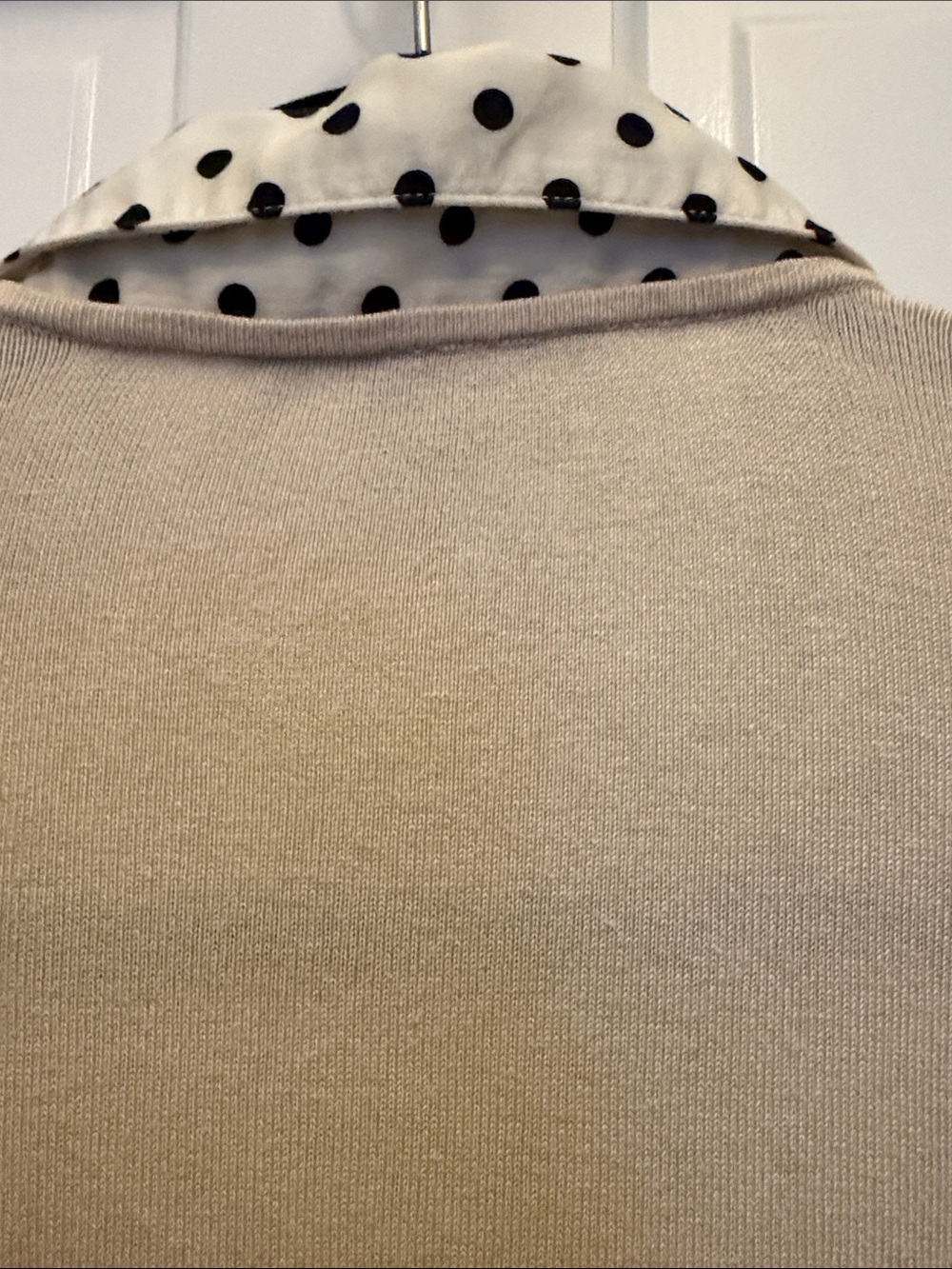 Lauren Ralph Lauren Cream V-Neck Sweater with Black Polka Dot Collar & Cuffs - Picture 7 of 7